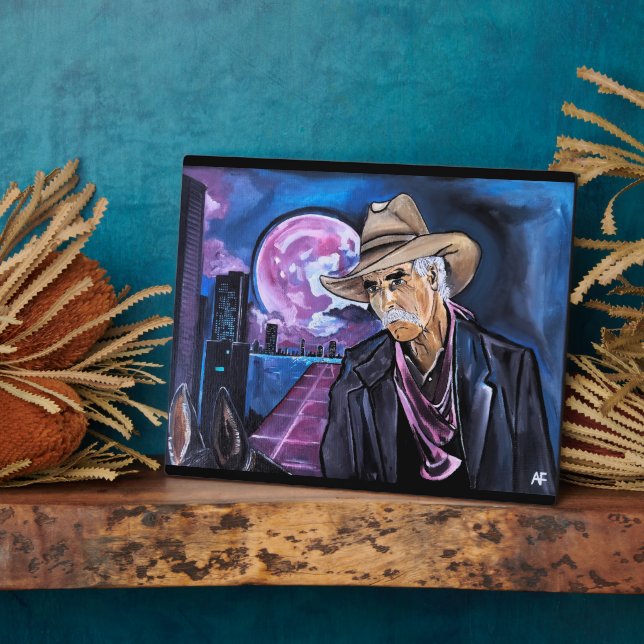 Plaque Photo Peinture Lune Néon par Alfred Fox (Côté)