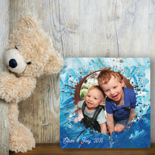 Plaque Photo Peinture Splatter bleu Enfants cadre photo