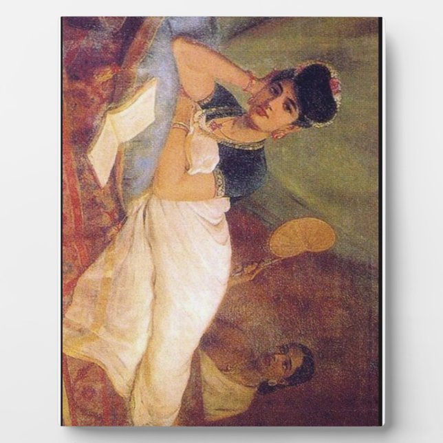 Plaque Photo Peintures de Ravi Varma-Pensée et repos (Devant)