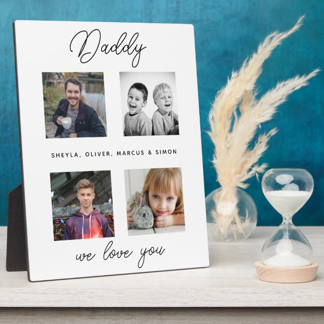 Plaque Photo Père avec enfants Famille Papa Photo Collage (Côté)