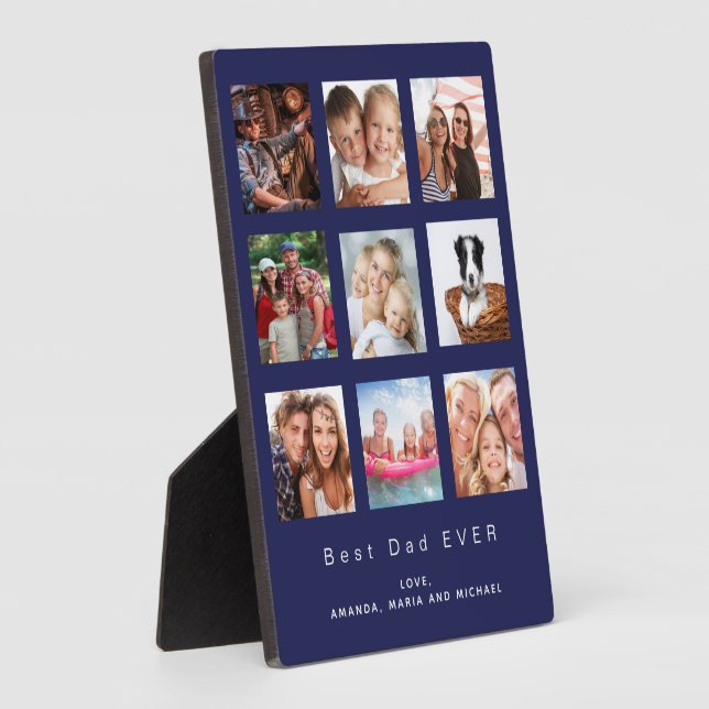 Plaque Photo Père meilleur papa photo famille collage marine bl (Côté)