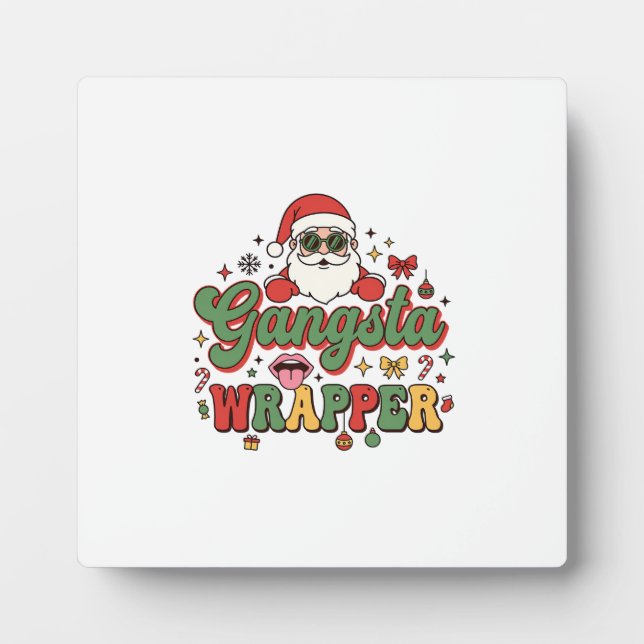 Plaque Photo Père Noël Gangsta Wrapper Noël (Devant)