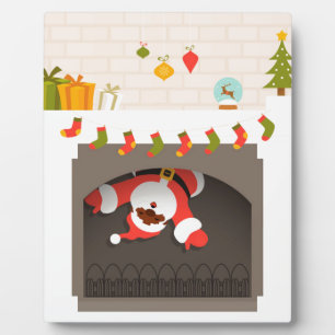 Plaque Photo père Noël noire coincée dans une cheminée
