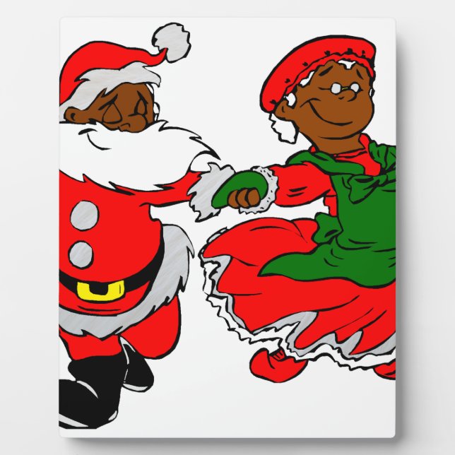 Plaque Photo père Noël noire mme claus (Devant)