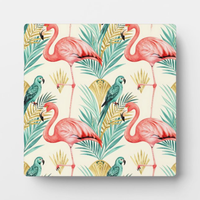 Plaque Photo Perroquet Flamant Tropical Jungle (Devant)