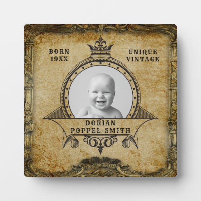 Plaque Photo Personalized 90th Birthday Vintage Photo Template (Devant)