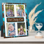 Plaque Photo Personalized Best Dad Ever Photo<br><div class="desc">Cute gift for dad for Father's Day,  Birthday or Christmas. Just add photos to this photo easel in the personalize area. Blue and Brown marble digital art background.</div>