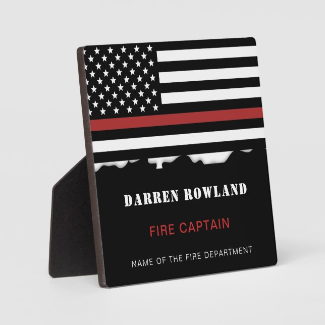 Plaque Photo Personalized Firefighter Thin Red Line Fire Rescue (Recto)