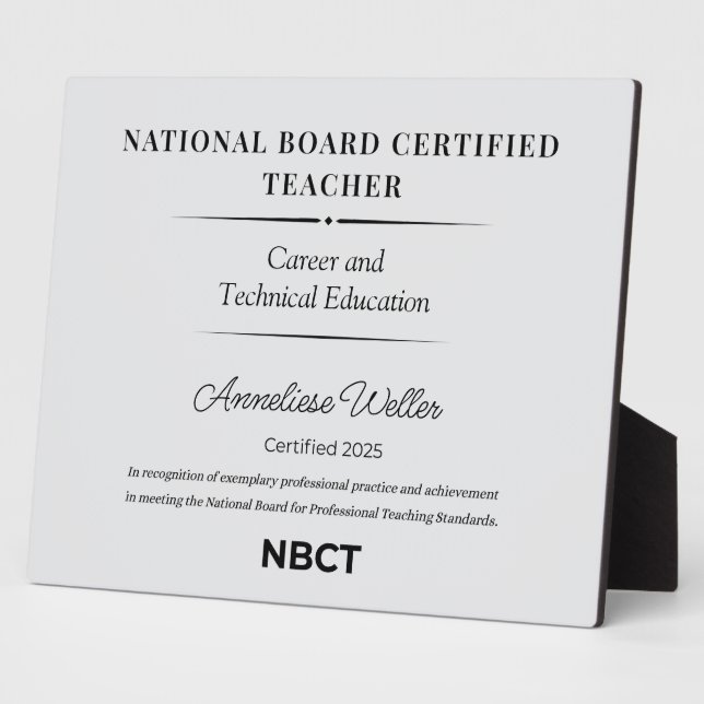 Plaque Photo Personalized National Board Certified Teacher  (Côté)