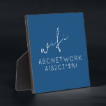 Plaque Photo Personalized WiFi Password Sign Blue<br><div class="desc">Make it easy for guests to connect to your WiFi with this personalized blue plaque displaying your network name and password. The design features a modern blue background with white text and a customizable area for your network details. This version of the product is 5.25x5.25 inches and comes with an...</div>