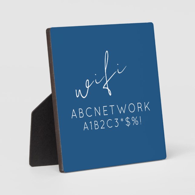 Plaque Photo Personalized WiFi Password Sign Blue (Recto)