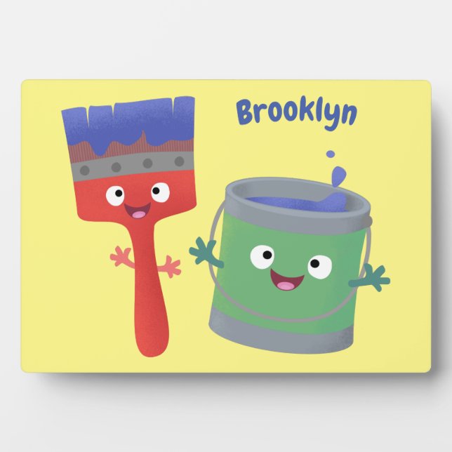 Plaque Photo Personnages de peinture et de pinceau mignons (Devant)