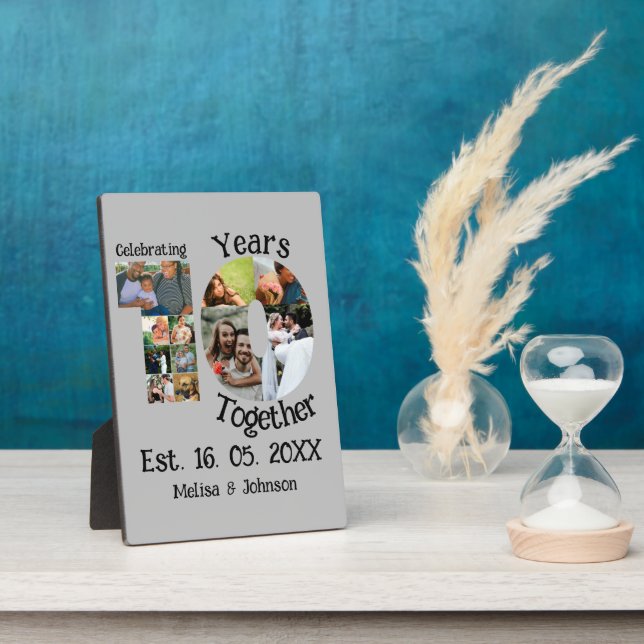 Plaque Photo Personnalisé 10e anniversaire mariage 11 photo col (Côté)