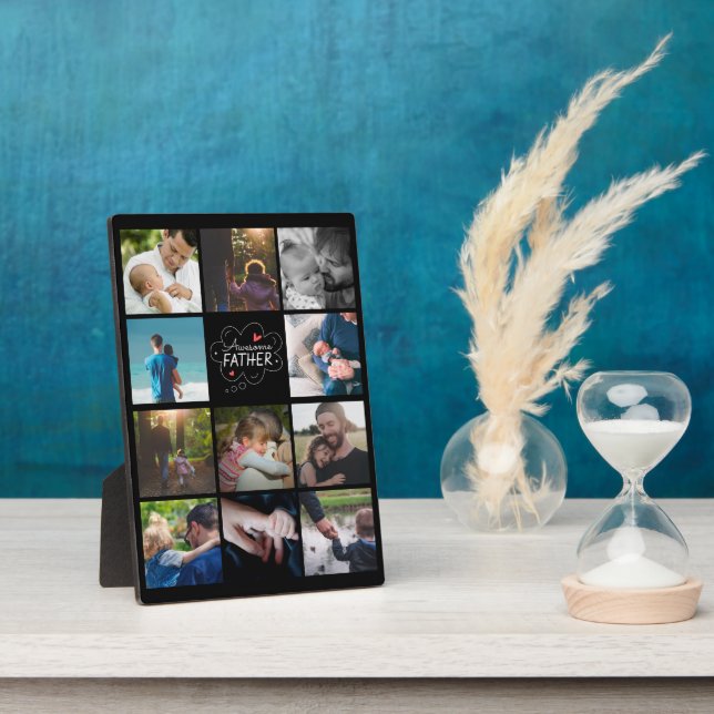 Plaque Photo Personnalisé 11 Collage photo Meilleur papa cadeau (Côté)
