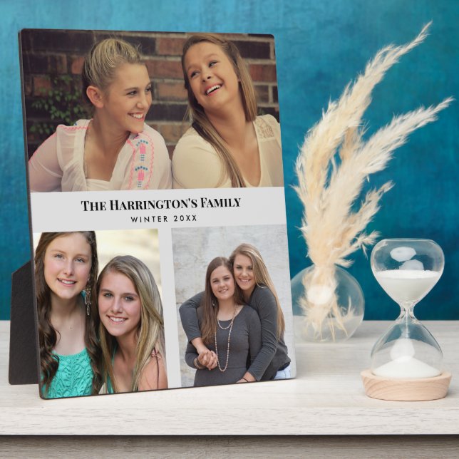 Plaque Photo Personnalisé 3 sections Photos de famille Collage  (Côté)