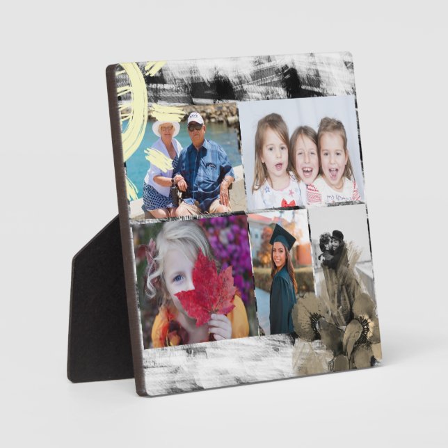 Plaque Photo Personnalisé 5 Photos Abstrait noir et blanc (Recto)