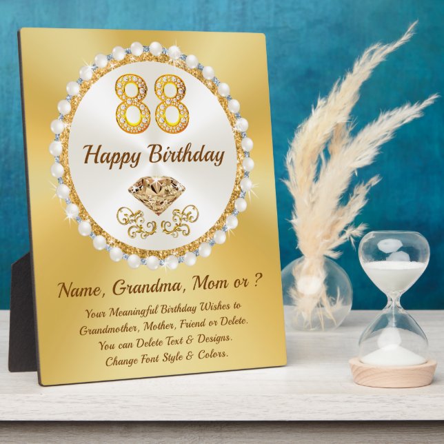 Plaque Photo Personnalisé, 88e anniversaire Idées cadeaux, Anni (Côté)