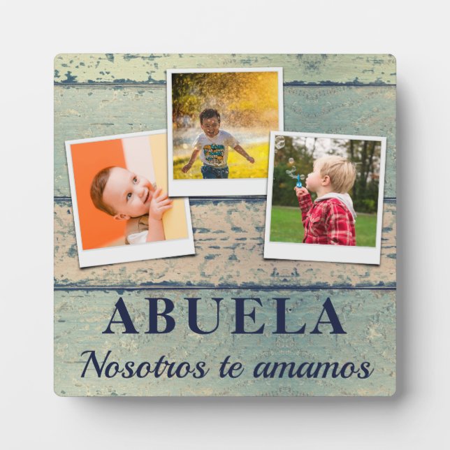 Plaque Photo Personnalisé Abuela Enfants 3 Photo Collage (Devant)