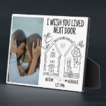 Plaque Photo Personnalisé Meilleur cadeau d'ami Je souhaite que<br><div class="desc">L'Easel 5x7 Custom "I Wish You Lved Next Door" est plus qu'un simple cadeau; c'est un symbole de votre lien incassable. Surprenez votre meilleur ami avec un gardien personnalisé qu'ils chériront pour toujours. Célébrez vos meilleurs amis pour toujours avec notre chevalet personnalisé 5x7, un hommage sincère à votre amitié chère....</div>
