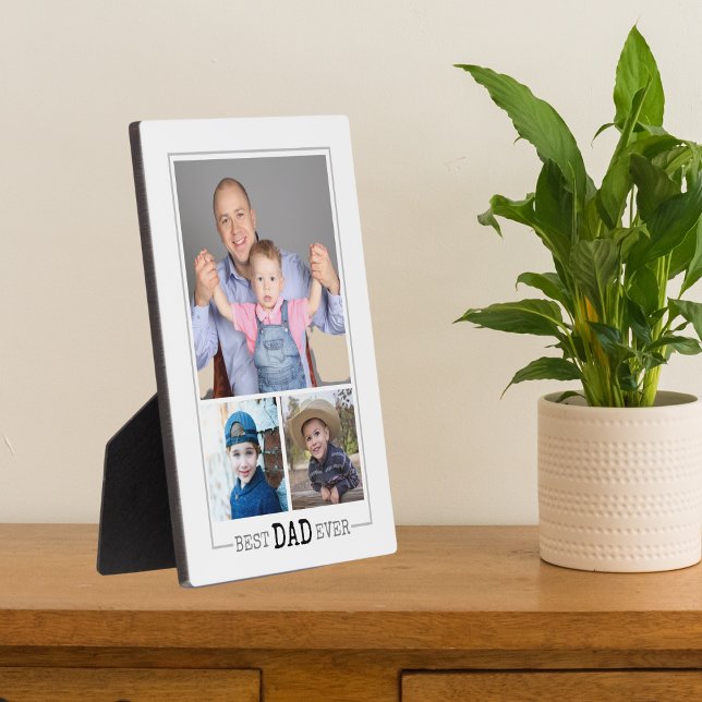 Plaque Photo Personnalisé Meilleur Papa Jamais 3 Photo Collage  (Créateur téléchargé)