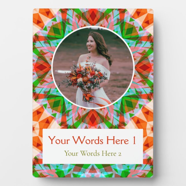 Plaque Photo Personnalisé Noël Rouge Étoile verte Mariage Nouve (Devant)