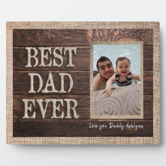 Plaque Photo Personnalisé Rustic Meilleur Papa Vous Aime Jamais