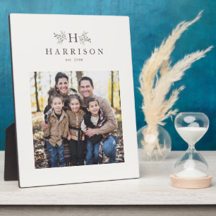 Plaque photo personnalisée avec monogramme rustiqu