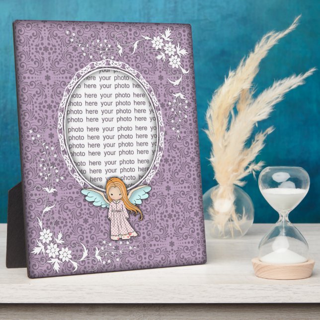 Plaque photo personnalisée d'ange mignon debout (Côté)