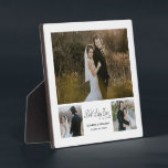 Plaque photo personnalisée du meilleur jour jamais<br><div class="desc">Design moderne et élégant imprimé Personnalisé Best Day Ever 3 Photo Plaque collage avec chevalet qui peut être customisé avec votre texte. Découvrez le magasin Graphic Art Design pour d'autres produits qui correspondent à ce design !</div>