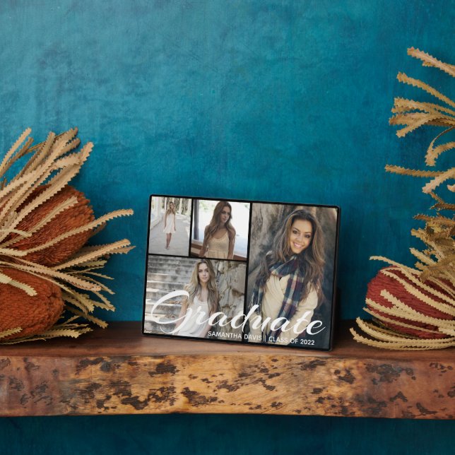 Plaque Photo Personnaliser Chic Black Photo Collage (Côté)