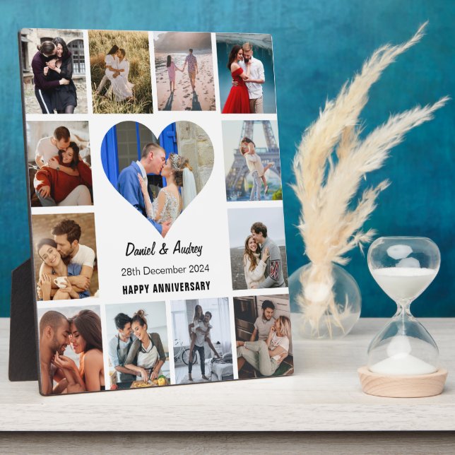 Plaque Photo Personnaliser Heart Photo Collage Anniversaire Cad (Côté)