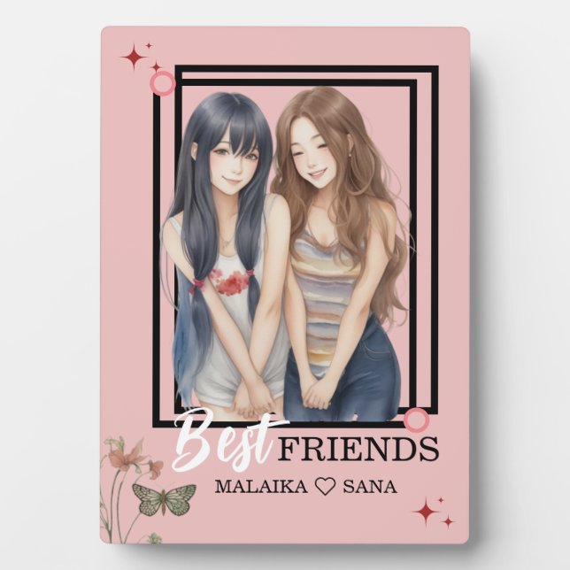 Plaque Photo Personnaliser visage Caricature Best Friends BFF C (Devant)
