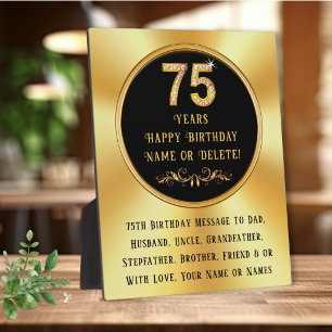 Plaque Photo Personnalisés, Cadeaux pour les 75 ans d'un homme,