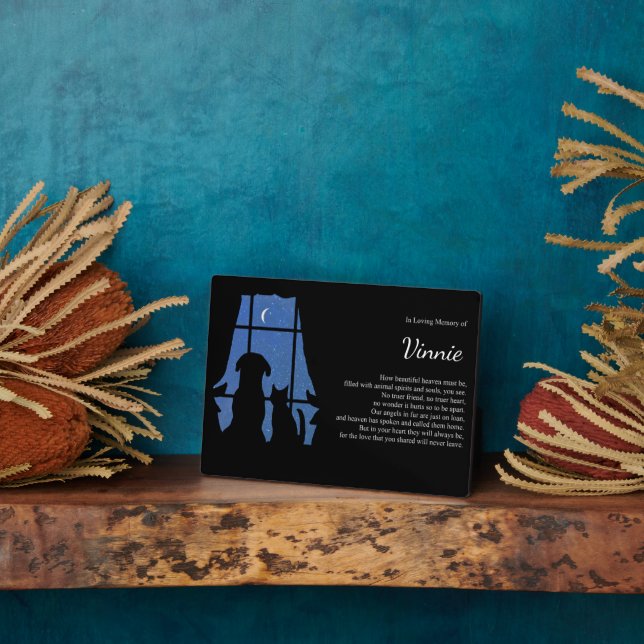 Plaque Photo Pet Chien Chat mémorial spirituel Nom personnalisé (Côté)