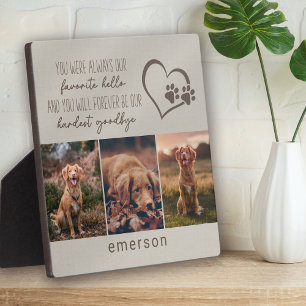 Plaque Photo Pet Dog Memorial Beige Linen Photo Collage