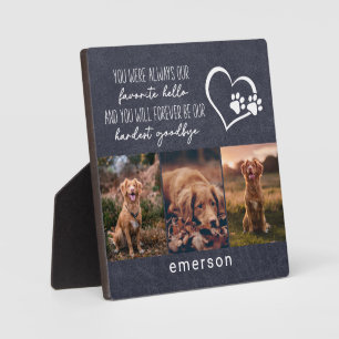 Plaque Photo Pet Dog Memorial Blue Leather Photo Collage