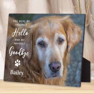 Plaque Photo Pet Dog Memorial - Favori Hello Hardest Goodbye
