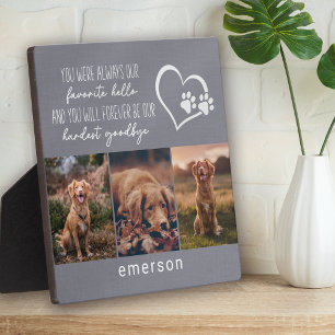 Plaque Photo Pet Dog Memorial Grey Linen Photo Collage