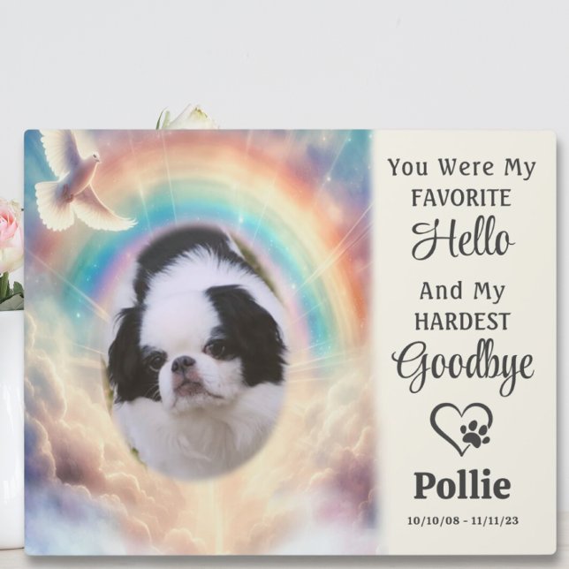 Plaque Photo Pet Memorial Keepsaké aquarelle Rainbow Photo (Pet Memorial Keepsake Watercolor Rainbow Photo Plaque Cat Dog)