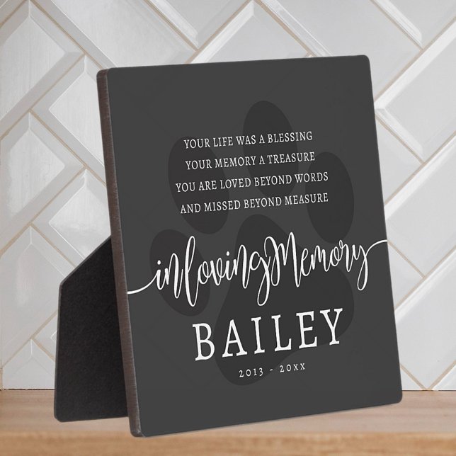 Plaque Photo Pet Memorial Moderne Élégant Simple Chic Paw (Créateur téléchargé)