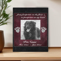 Pet Memorial rouge noir marbre effet Argent pattes
