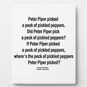 Plaque Photo Peter Piper A Choisi Un Peck De Poivrons Pickled