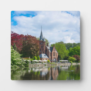 Plaque Photo Petit château près du lac à Bruges, Belgique