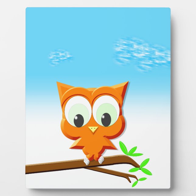 Plaque Photo Petite chouette sur une branche (Devant)