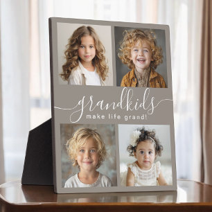 Plaque Photo Petits-enfants font la vie Grand 4 Photo Collage