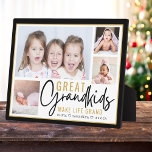 Plaque Photo Petits-enfants Grands-parents Citation de vie 4 Ph<br><div class="desc">Un collage photo moderne cadeau pour grands-parents avec une citation sentimentale "Les petits-enfants font la vie grand".Personnalisez avec 4 photos et noms de petits-enfants pour en faire un cadeau mémorable pour la fête de la mère de Noël,  le jour des grands-parents,  et anniversaire..</div>
