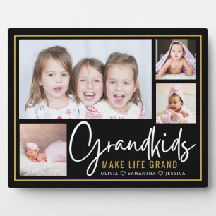 Plaque Photo Petits-enfants rendent la vie grandiose Noir et Or