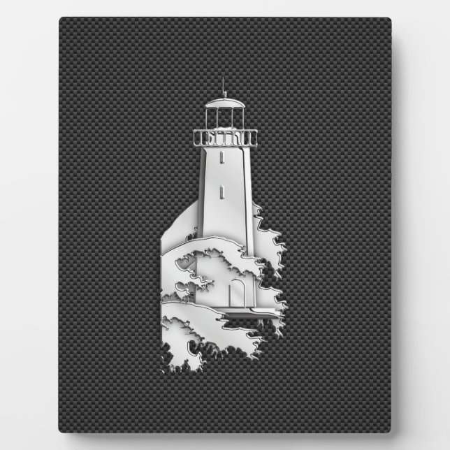Plaque Photo Phare Chrome Style sur fibre de carbone (Devant)