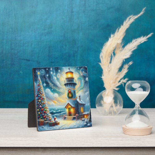 Plaque Photo Phare de Noël Arbre Nautique Bleu Côtier (Insitu)