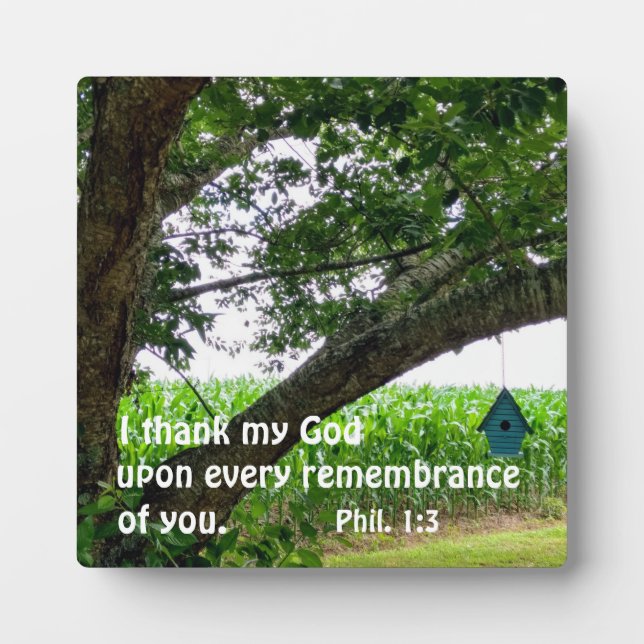 Plaque Photo Philippiens 1:3 Je remercie Dieu pour chaque (Devant)